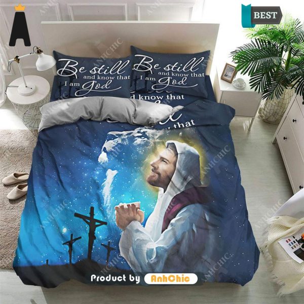 [AVAILABLE] Be Still and Know That I Am God Christian Quilt  Street Style Fusion Bedding set