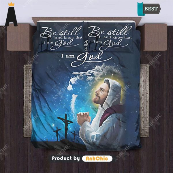 [AVAILABLE] Be Still and Know That I Am God Christian Quilt  Street Style Fusion Bedding set