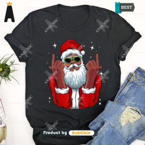 [AVAILABLE] Ugly Christmas T Shirt, African American Santa Christmas Pajama Cool Black X Modern Classics T-Shirt