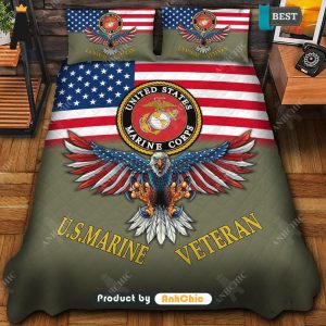 [BEST]  Eagle Flag Picture US Marine Veteran  Luxury Comfort Bedding set