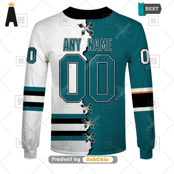 BEST-SELLING Personalized NHL San Jose Sharks Mix Jersey  POD Design 3D Hoodie