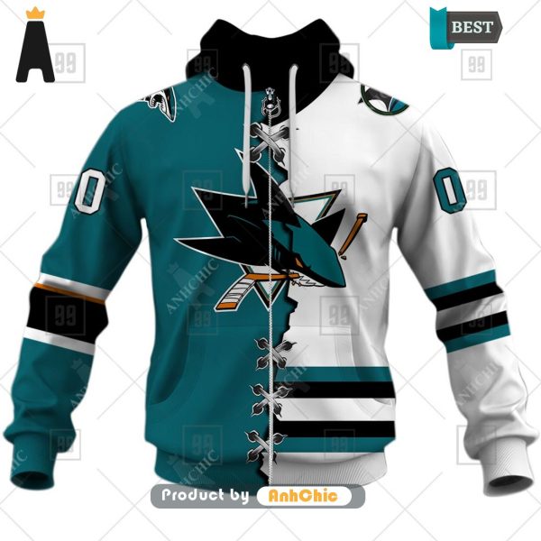 BEST-SELLING Personalized NHL San Jose Sharks Mix Jersey  POD Design 3D Hoodie