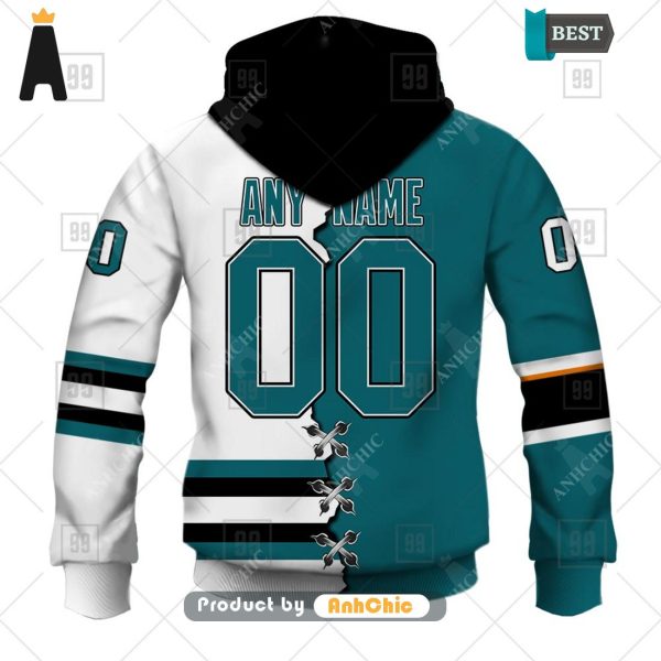 BEST-SELLING Personalized NHL San Jose Sharks Mix Jersey  POD Design 3D Hoodie