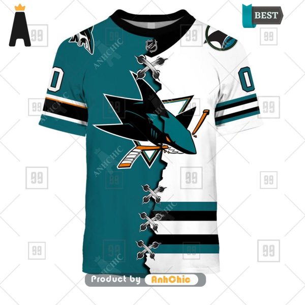 BEST-SELLING Personalized NHL San Jose Sharks Mix Jersey  POD Design 3D Hoodie