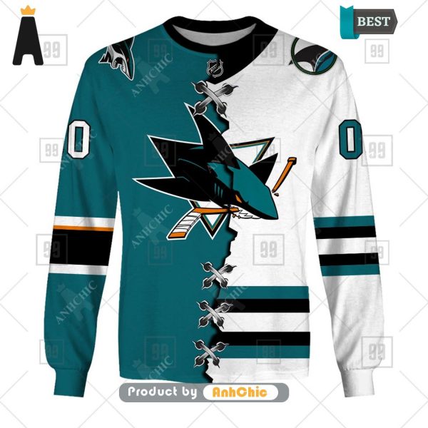 BEST-SELLING Personalized NHL San Jose Sharks Mix Jersey  POD Design 3D Hoodie