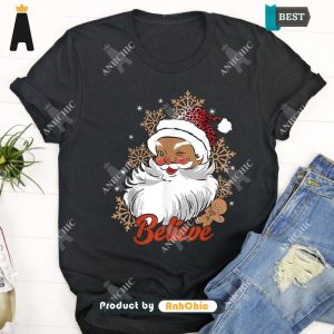 [HIGH-END] Believe Afro Santa African American Christmas Black Pride Hot Winter T-Shirt