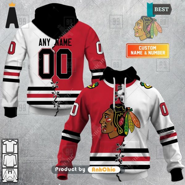 [HIGH-END] Personalized NHL Chicago Blackhawks Mix Jersey  Urban Streetwear 3D Hoodie