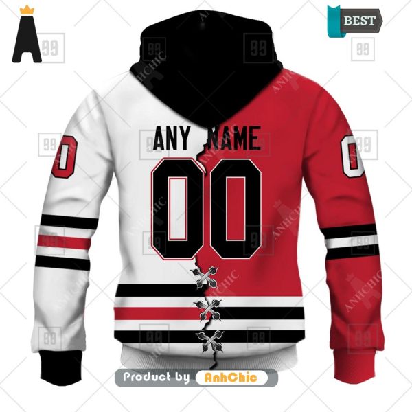 [HIGH-END] Personalized NHL Chicago Blackhawks Mix Jersey  Urban Streetwear 3D Hoodie