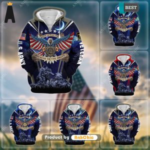 HOT FASHION  Land Of The Free US Veteran  Hot Winter 3D Hoodie