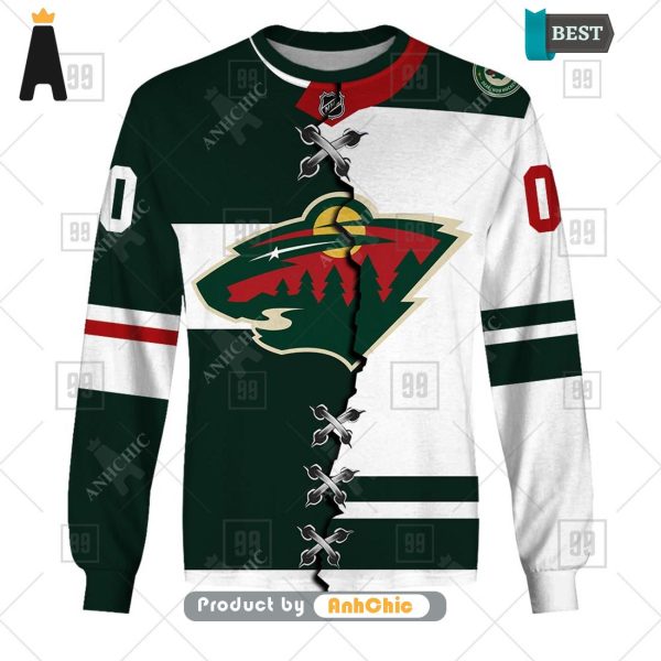 LIMITED Personalized NHL Minnesota Wild Mix Jersey  POD Design 3D Hoodie