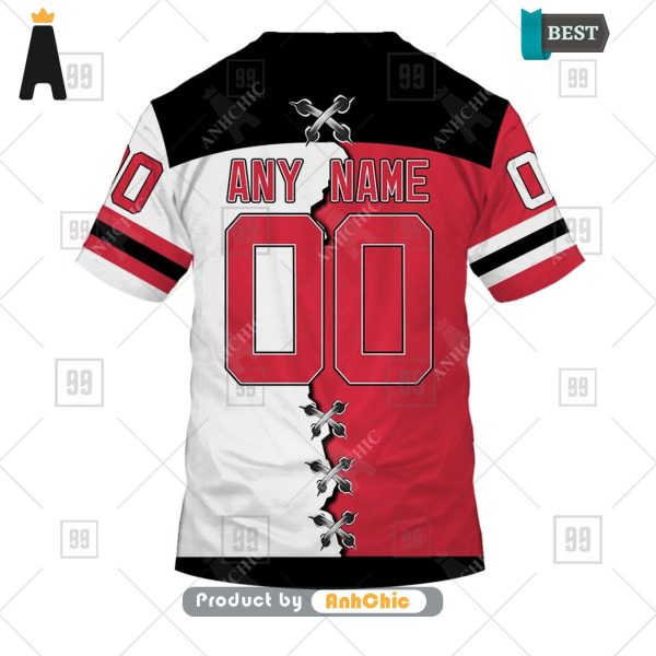 LIMITED Personalized NHL New Jersey Devils Mix Jersey  Street Style Fusion 3D Hoodie