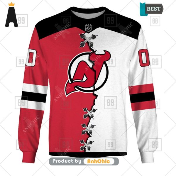 LIMITED Personalized NHL New Jersey Devils Mix Jersey  Street Style Fusion 3D Hoodie