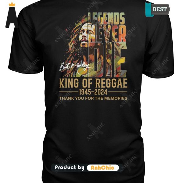 LUXURY Bob Marley Lengends Never Die King Of Reggae 1945-2024 Thank You For The Memories Street Style Elegance T-Shirt