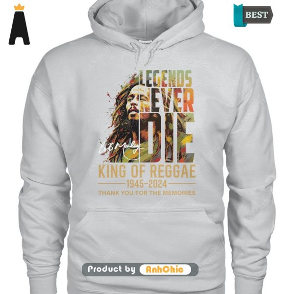 LUXURY Bob Marley Lengends Never Die King Of Reggae 1945-2024 Thank You For The Memories Street Style Elegance T-Shirt