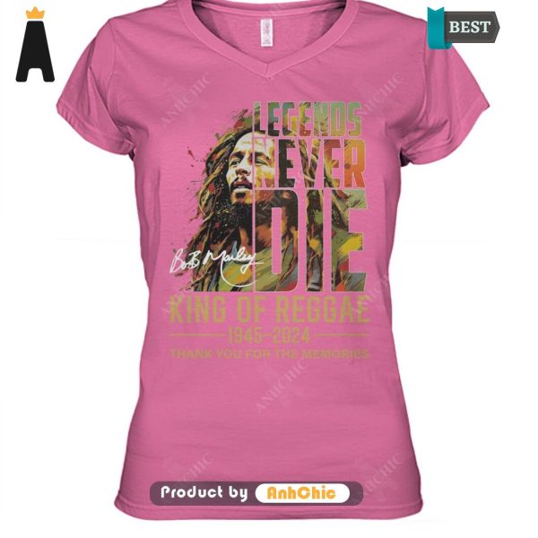 LUXURY Bob Marley Lengends Never Die King Of Reggae 1945-2024 Thank You For The Memories Street Style Elegance T-Shirt