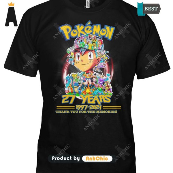 LUXURY Pokemon 27 Years 1977-2024 Thank You For The Memories Urban Streetwear T-Shirt