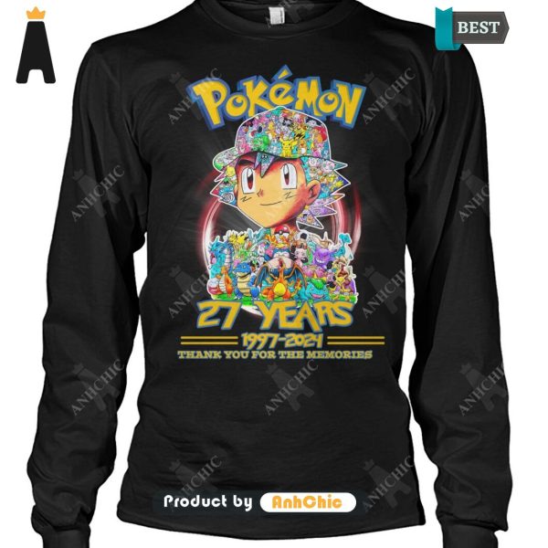 LUXURY Pokemon 27 Years 1977-2024 Thank You For The Memories Urban Streetwear T-Shirt