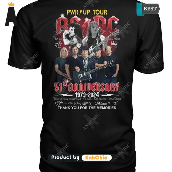 [MODERN] AC DC PWR Up Tour 51 Anniversary 1973-2024 Thank You For The Memories  T-Shirt