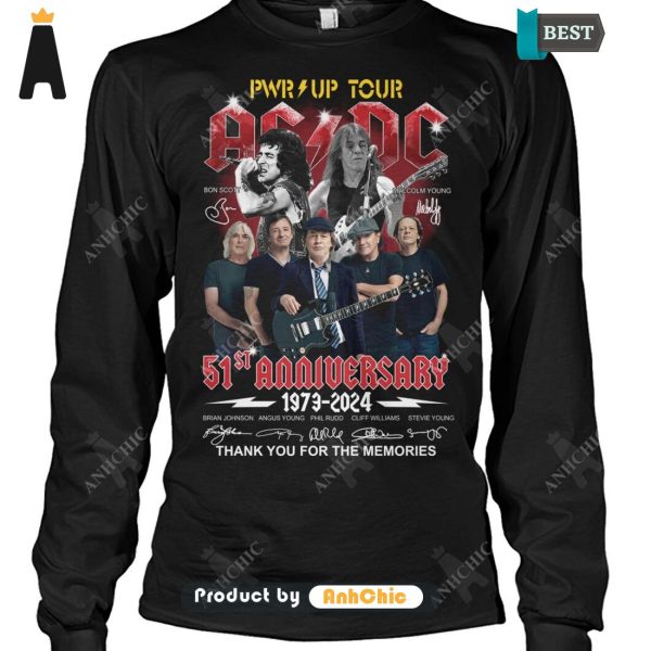 [MODERN] AC DC PWR Up Tour 51 Anniversary 1973-2024 Thank You For The Memories  T-Shirt