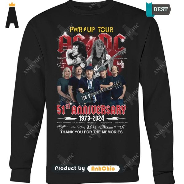 [MODERN] AC DC PWR Up Tour 51 Anniversary 1973-2024 Thank You For The Memories  T-Shirt