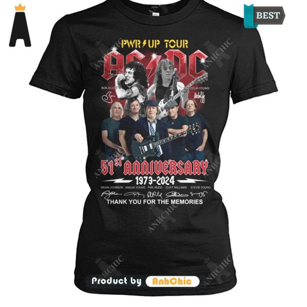 [MODERN] AC DC PWR Up Tour 51 Anniversary 1973-2024 Thank You For The Memories  T-Shirt