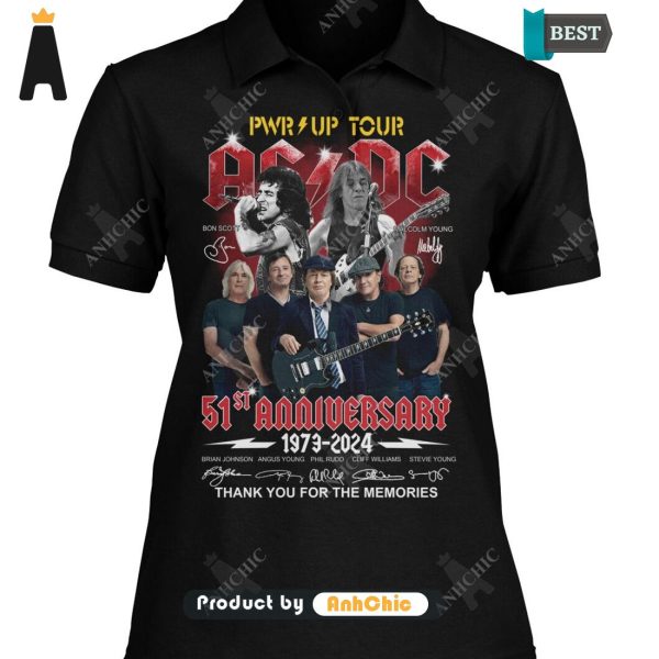 [MODERN] AC DC PWR Up Tour 51 Anniversary 1973-2024 Thank You For The Memories  T-Shirt