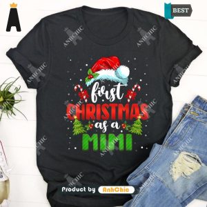 [MODERN] Announcement Santa First Christmas As A Mimi Family Matching Urban Vibes T-Shirt