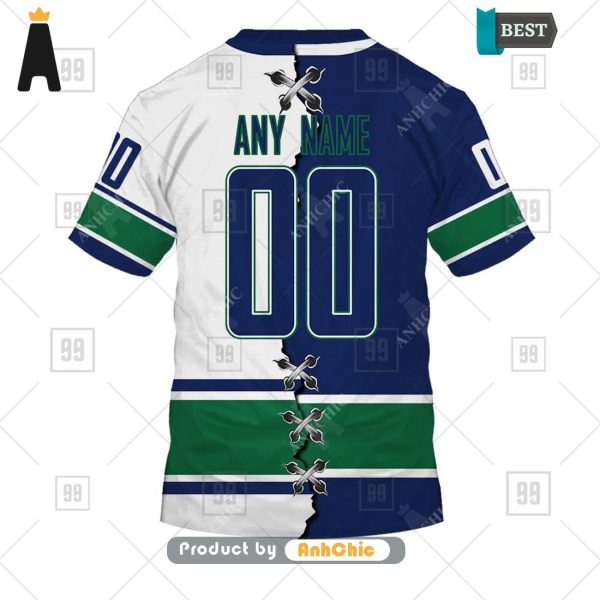 [MODERN] Personalized NHL Vancouver Canucks Mix Jersey   3D Hoodie