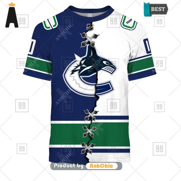 [MODERN] Personalized NHL Vancouver Canucks Mix Jersey   3D Hoodie