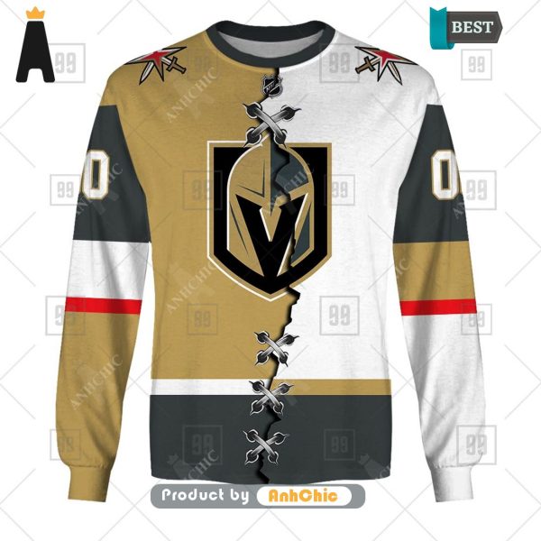 [MODERN] Personalized NHL Vegas Golden Knights Mix Jersey   3D Hoodie