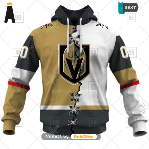 [MODERN] Personalized NHL Vegas Golden Knights Mix Jersey   3D Hoodie