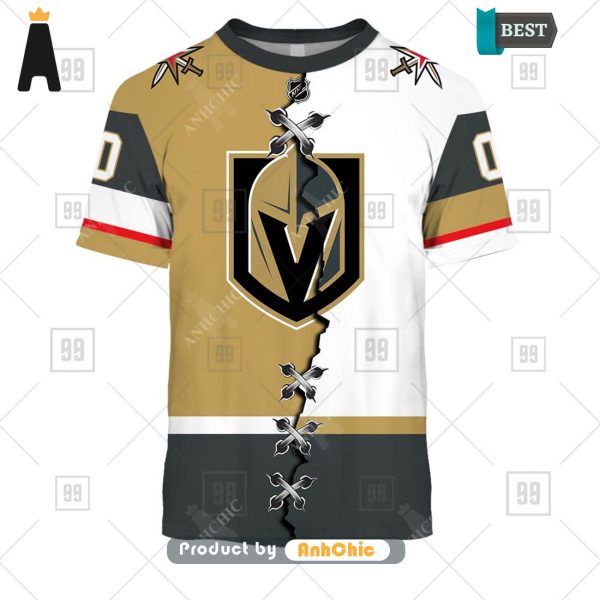 [MODERN] Personalized NHL Vegas Golden Knights Mix Jersey   3D Hoodie