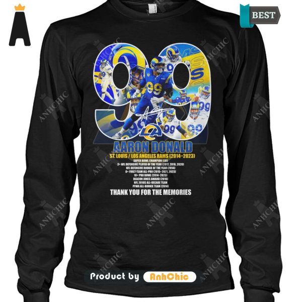 [PREMIUM] AARON DONALD St.Louis Los Angelles Rams 2014-2023 Thank You For The Memories Street Style Fusion T-Shirt