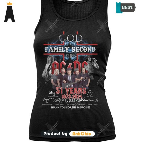 PREMIUM AC DC God First Family Second Then 51 Anniversary 1973-2024 Thank You For The Memories Urban Streetwear T-Shirt