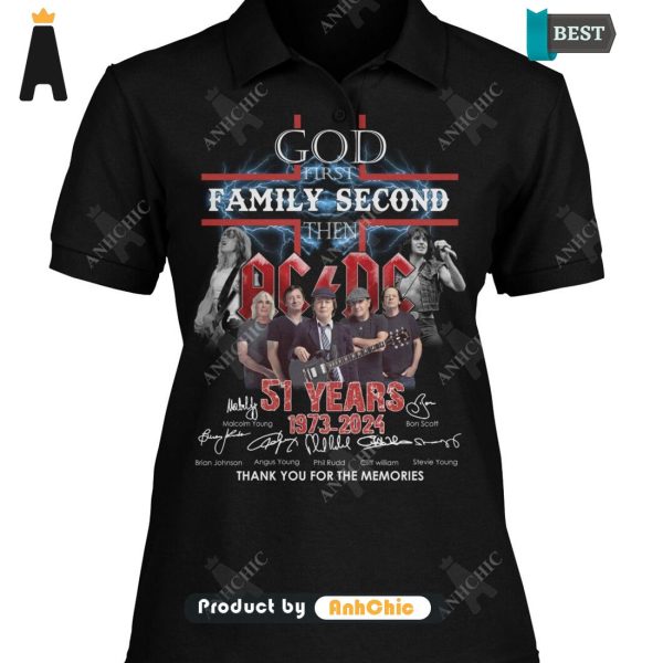 PREMIUM AC DC God First Family Second Then 51 Anniversary 1973-2024 Thank You For The Memories Urban Streetwear T-Shirt