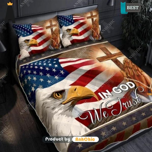 [PREMIUM] America Eagle in God We Trust Quilt  Luxury Comfort Bedding set