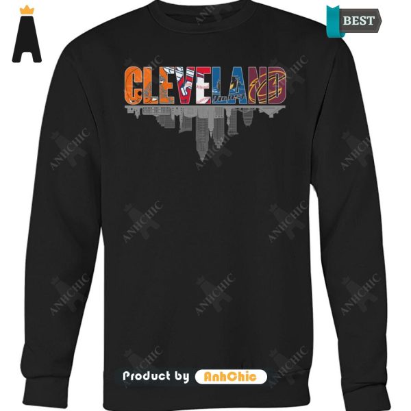 PREMIUM City of Cleveland Cleveland Browns Cleveland Cavaliers Cleveland Guardians Street Style Fusion T-Shirt