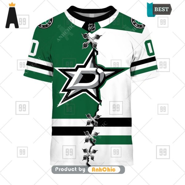 PREMIUM Personalized NHL Dallas Stars Mix Jersey  Street Style Fusion 3D Hoodie