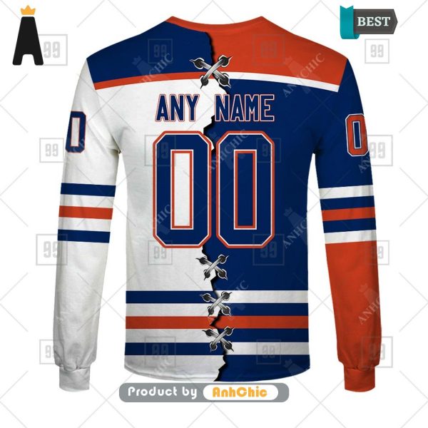 PREMIUM Personalized NHL Edmonton Oilers Mix Jersey  Trending Collection 3D Hoodie