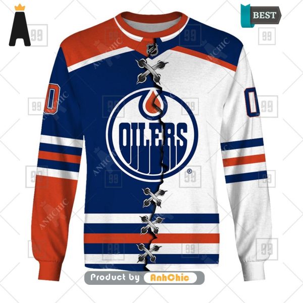 PREMIUM Personalized NHL Edmonton Oilers Mix Jersey  Trending Collection 3D Hoodie