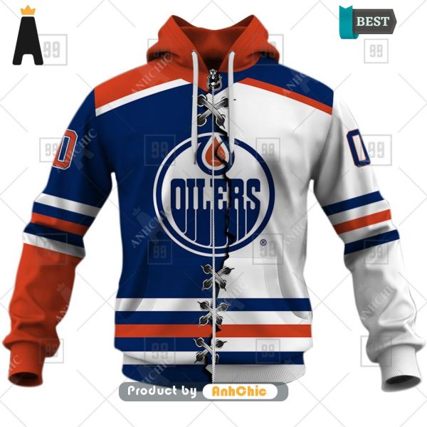 PREMIUM Personalized NHL Edmonton Oilers Mix Jersey  Trending Collection 3D Hoodie