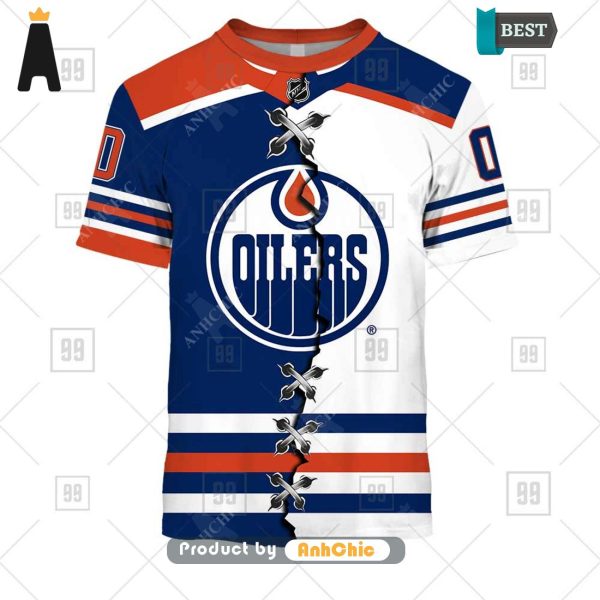 PREMIUM Personalized NHL Edmonton Oilers Mix Jersey  Trending Collection 3D Hoodie