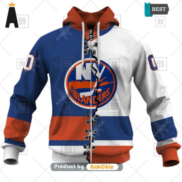 [PREMIUM] Personalized NHL New York Islanders Mix Jersey  Signature Series 3D Hoodie