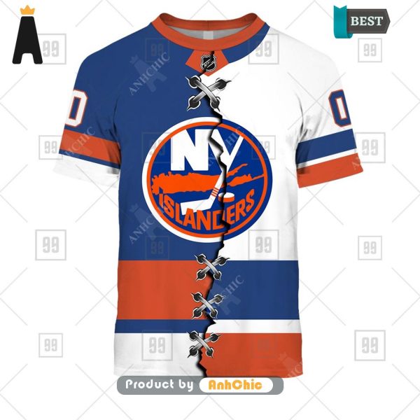 [PREMIUM] Personalized NHL New York Islanders Mix Jersey  Signature Series 3D Hoodie