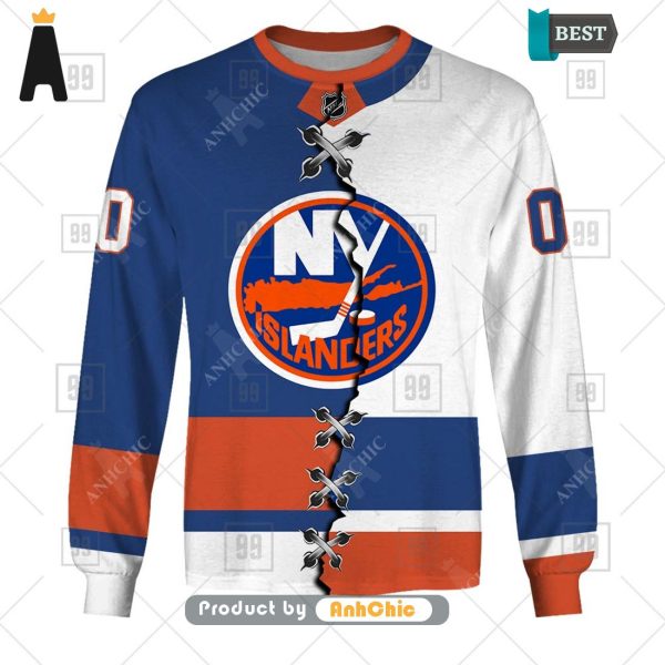 [PREMIUM] Personalized NHL New York Islanders Mix Jersey  Signature Series 3D Hoodie