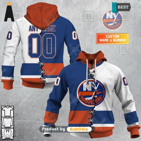 [PREMIUM] Personalized NHL New York Islanders Mix Jersey  Signature Series 3D Hoodie