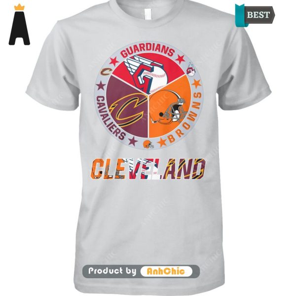 THE BEST City of Cleveland Cleveland Browns Cleveland Cavaliers Cleveland Guardians Fusion Fashion T-Shirt