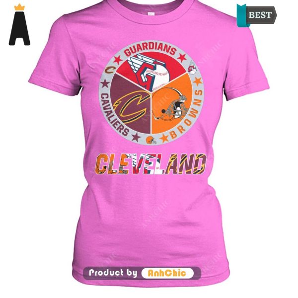 THE BEST City of Cleveland Cleveland Browns Cleveland Cavaliers Cleveland Guardians Fusion Fashion T-Shirt