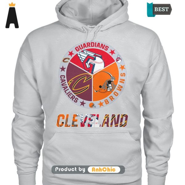 THE BEST City of Cleveland Cleveland Browns Cleveland Cavaliers Cleveland Guardians Fusion Fashion T-Shirt