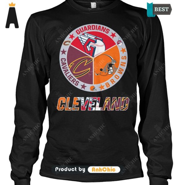 THE BEST City of Cleveland Cleveland Browns Cleveland Cavaliers Cleveland Guardians Fusion Fashion T-Shirt